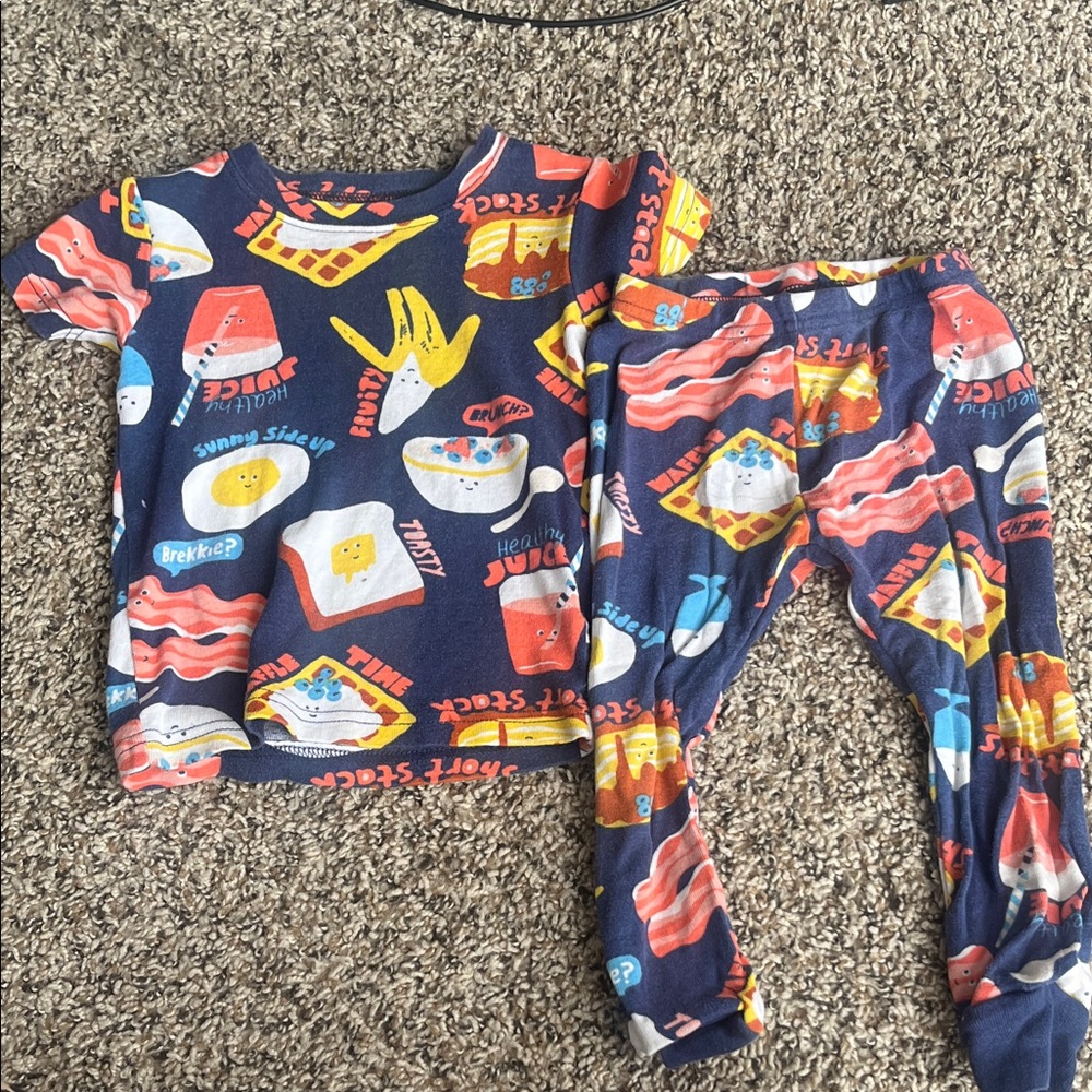 Carter's Blue Breakfast Print Kids Pajamas